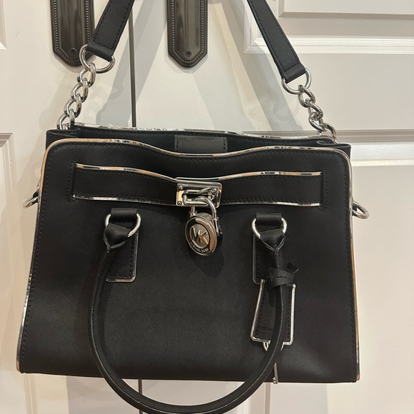 Michael Kors Hamilton Specchio East West Satchel - black with silver hardware - Picture 1 of 2
